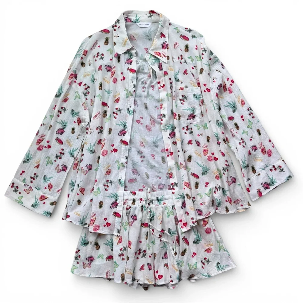 Amanda Uprichard Brio Cover Up Top & Shorts Set Fruit Salad Print Size M/L - Picture 2 of 10